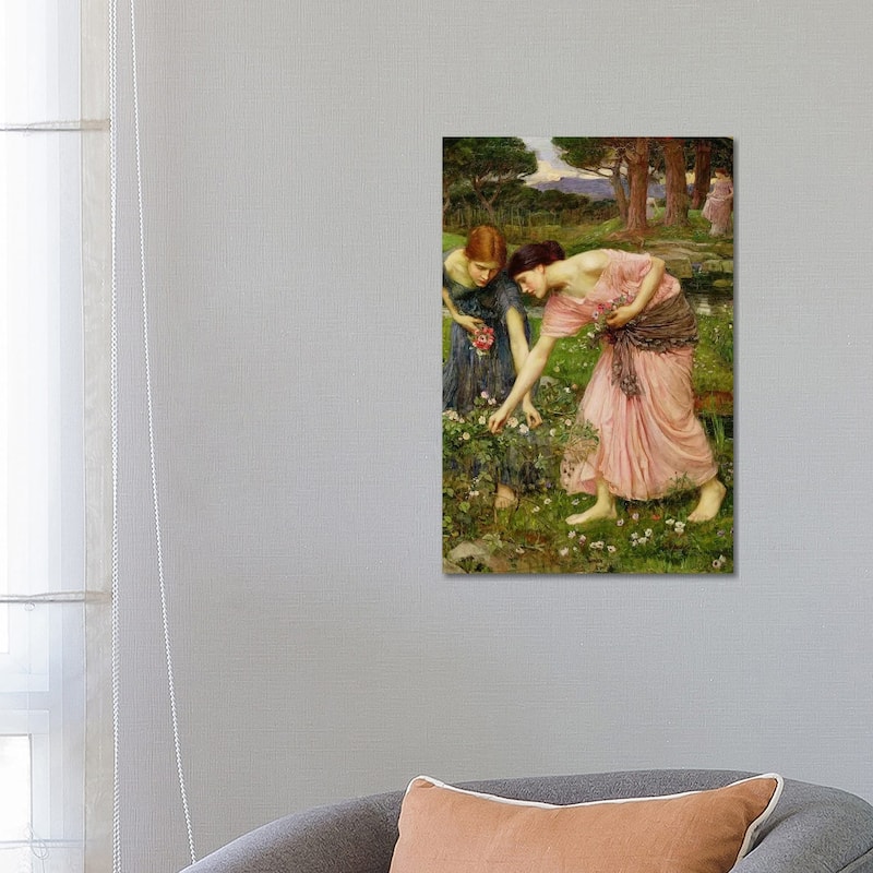 iCanvas "Gather Ye Rosebuds While Ye May', 1909 " by John William Waterhouse Canvas Print - 26x18x1.5