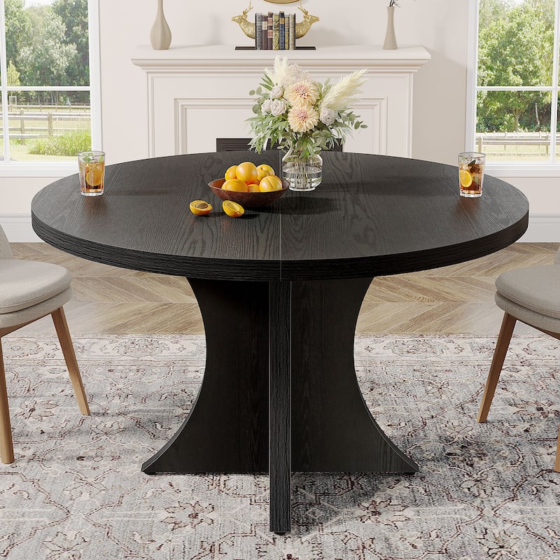 Round Dining Table for 4-6, 47.2" Black Kitchen Table