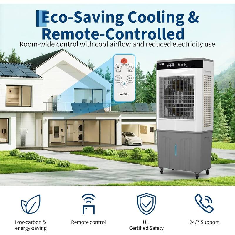 3500 CFM 11.6 Gal Evaporative Air Cooler, with Remote & Timer