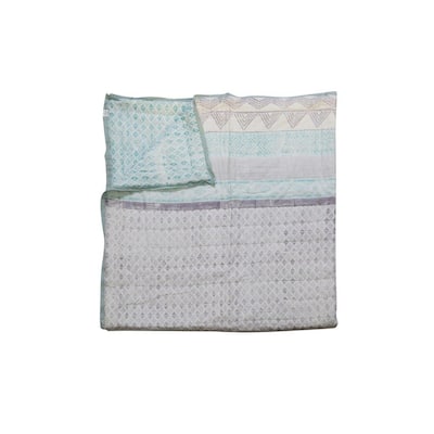 Timbergirl cotton handprinted purple quilt with 2 shams