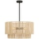 preview thumbnail 2 of 8, 4-Light Rattan Tiered Drum Chandelier Light with Black Canopy - 22'' W