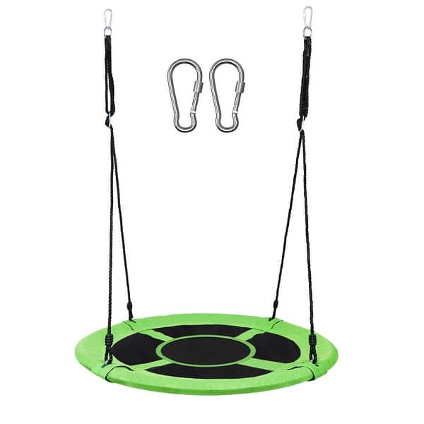 slide 2 of 9, 40" Flying Saucer Tree Swing Chair Kids Round Hanging Rope Seat Yard Toys 5-7 Years - Swing Set - Green