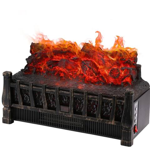Zenova Electrical Log Set Fireplace Stove Heater With Realistic Ember Bed Remote control 1500W