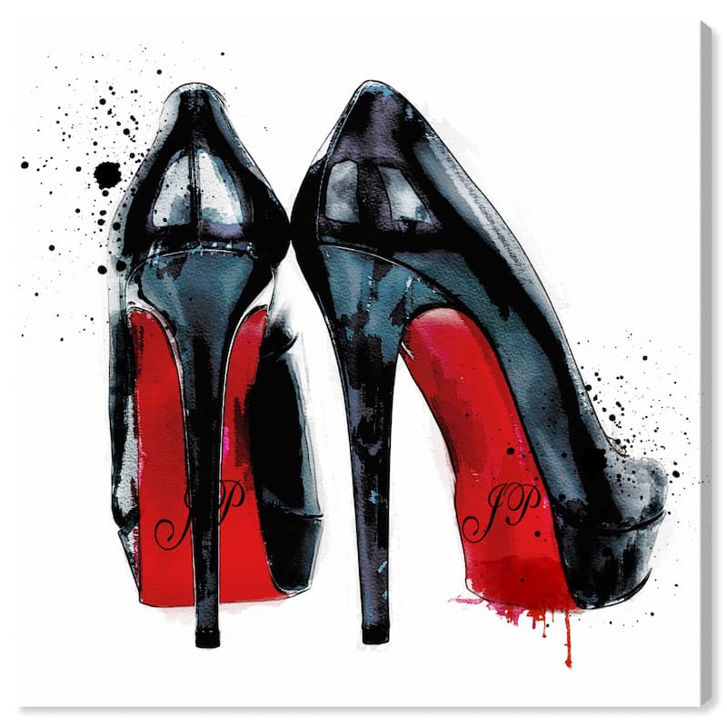 Wynwood Studio Canvas Fashion and Glam Red Pumps Black and Glam Wall Art Canvas Print