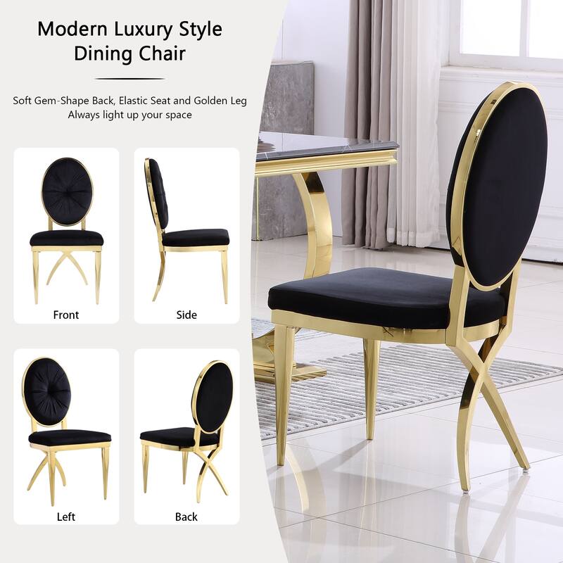 Mid-Century Modern Velvet Upholstered Side Chair with Metal Frame and Polished Stainless steel Legs