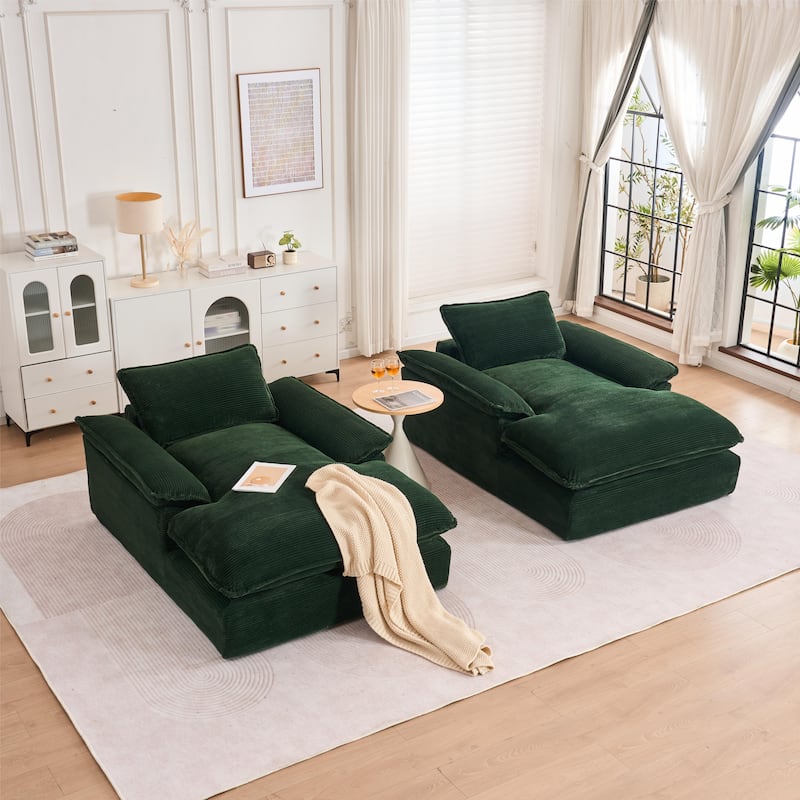 Rossetta Modern Minimalist Refined Style Multi-Functional Recliner Lounge Corduroy Comfort Sofa with Armrests, Easy Assembly