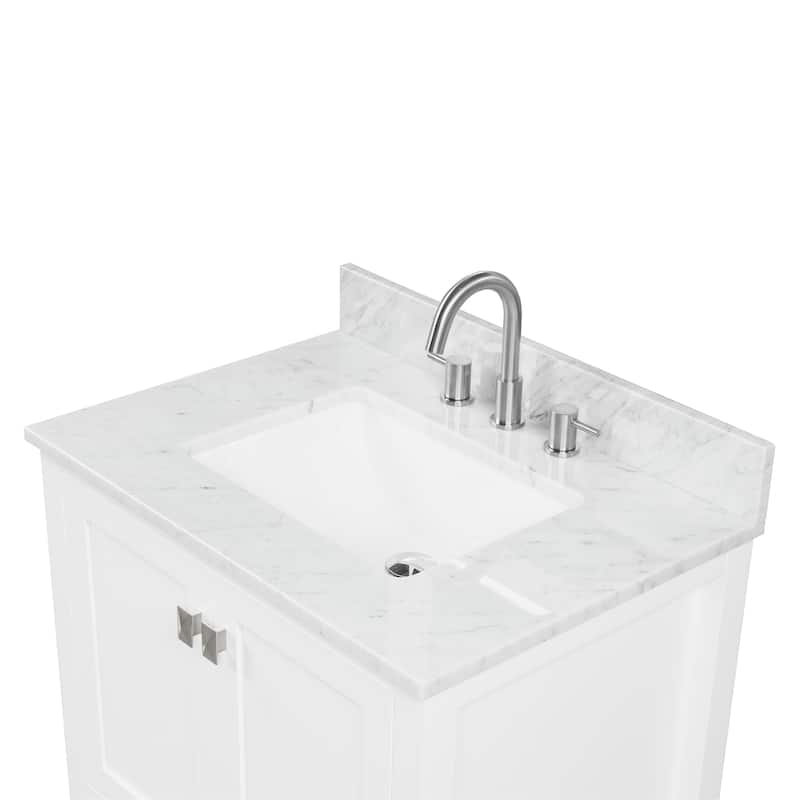 Blossom Geneva 30" Bathroom Vanity with Marble Top, Sink & Mirror