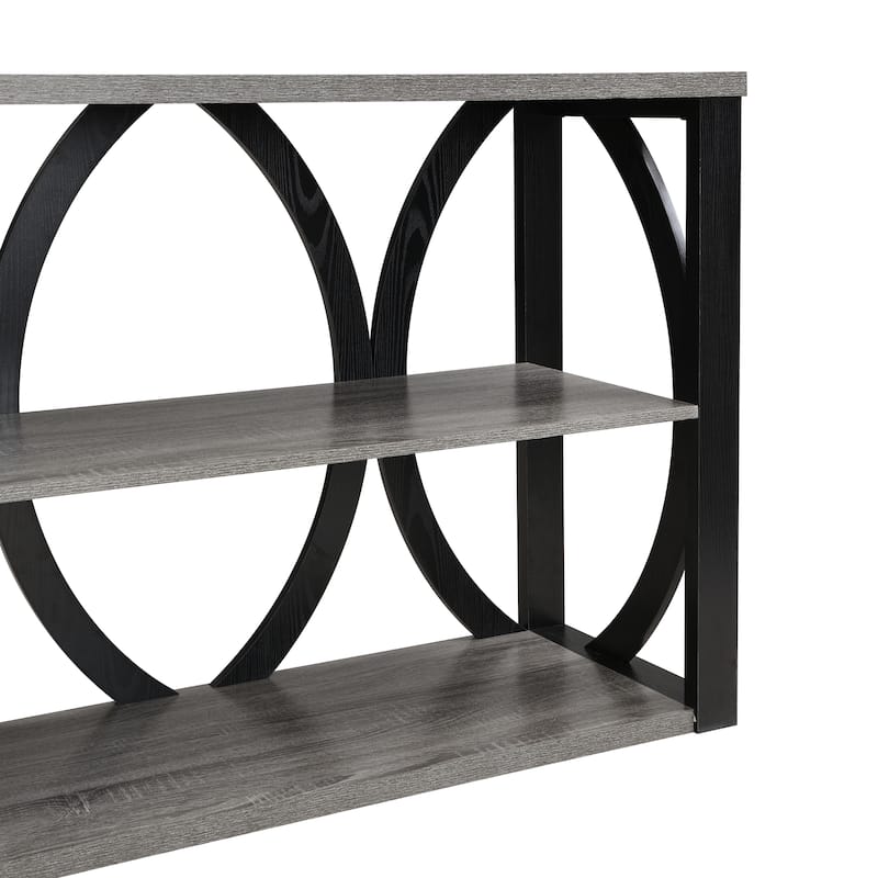 70.87" MDF Round Frame 3-Tier Console Table With Spacious Shelves For Living Room