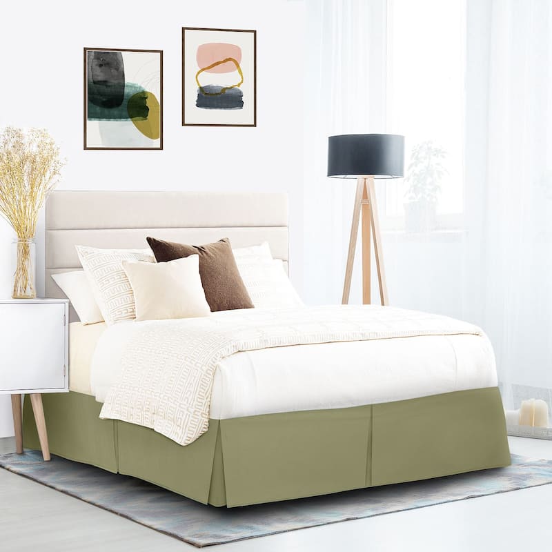 Nestl Pleated 14 inch Tailored Drop Bed Skirt - Soft Double Brushed Premium Microfiber Ruffle Bed Skirt - Twin - Sage Olive Green