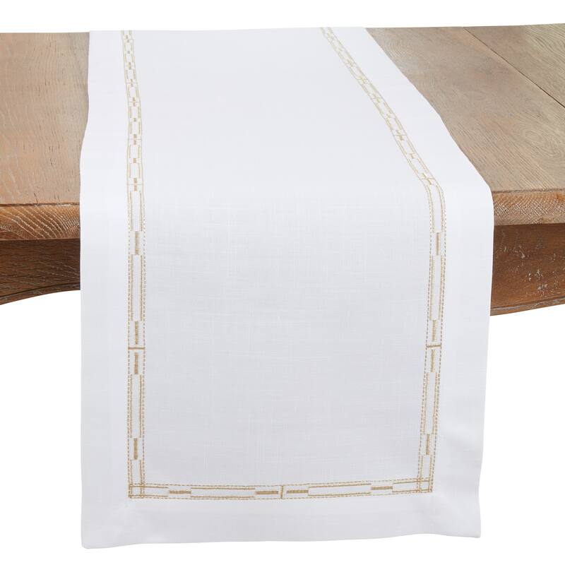 Elegant Edge Embroidered Border Table Runner - 16"x72" - 16"x72"