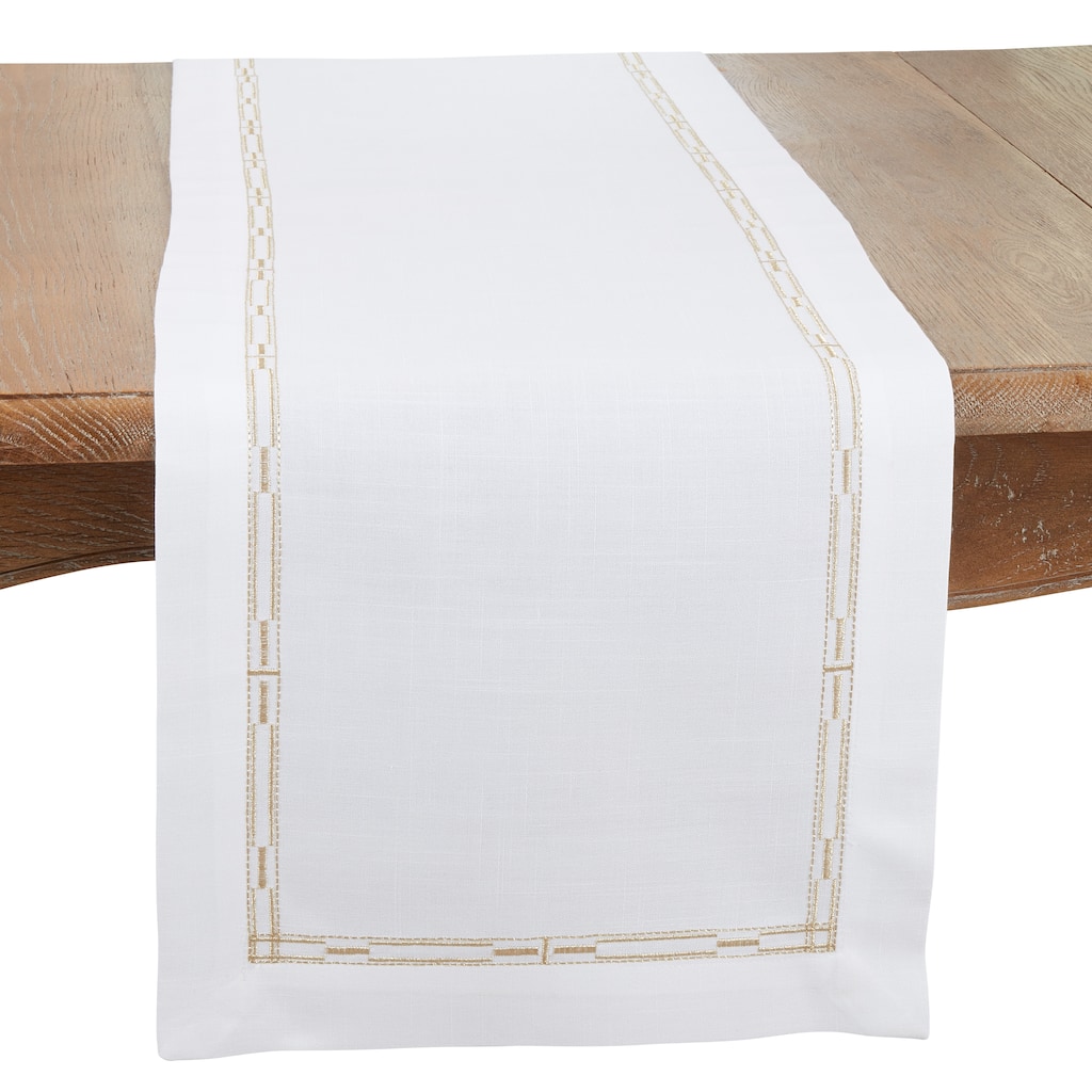 Elegant Edge Embroidered Border Table Runner - 16"x72"