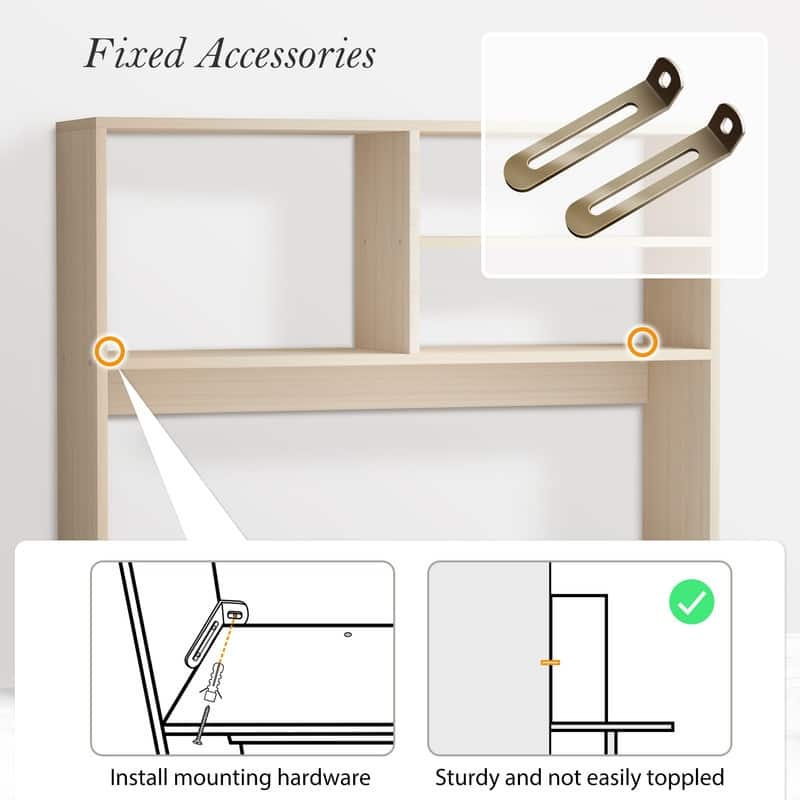 Desktop Shelf Bookshelf Storage for College Dorm Office Home, White