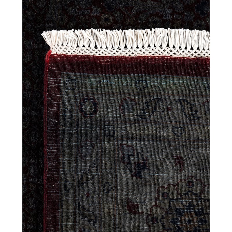 Overdyed One-of-a-Kind Hand-Knotted Area Rug - Black - 9' 0" x 12' 4"
