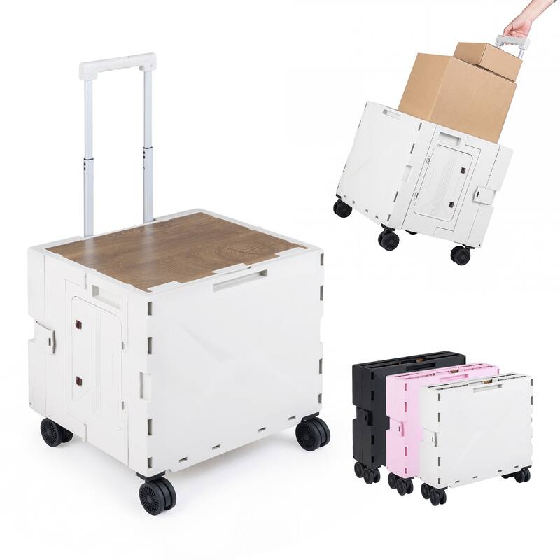 Gymax Foldable Utility Cart on 4 Rotate Wheels w/Telescoping Handle