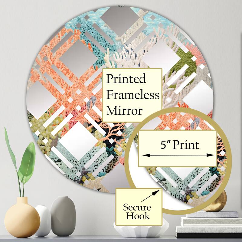 Designart "Colorful Coral And Anemones Scenery I" Coastal Coral Peach Nautical & Coastal Wall Mirror For Hallway