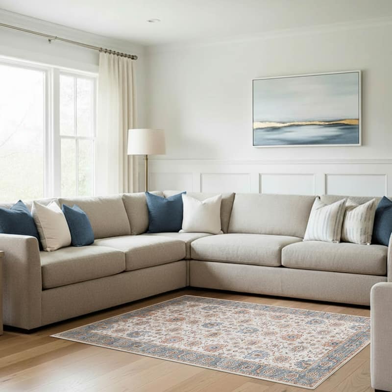 Wyatt & Ash Dream Mink Printed Chenille Rugs - Neutral - 5'3" x 7'5"