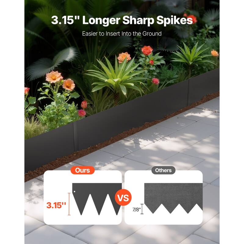 3 Pieces Galvanized Steel Landscape Edging Rust-Resistant Yard Border for Flower Beds or Pathways - 40 x 6 x 0.06 in