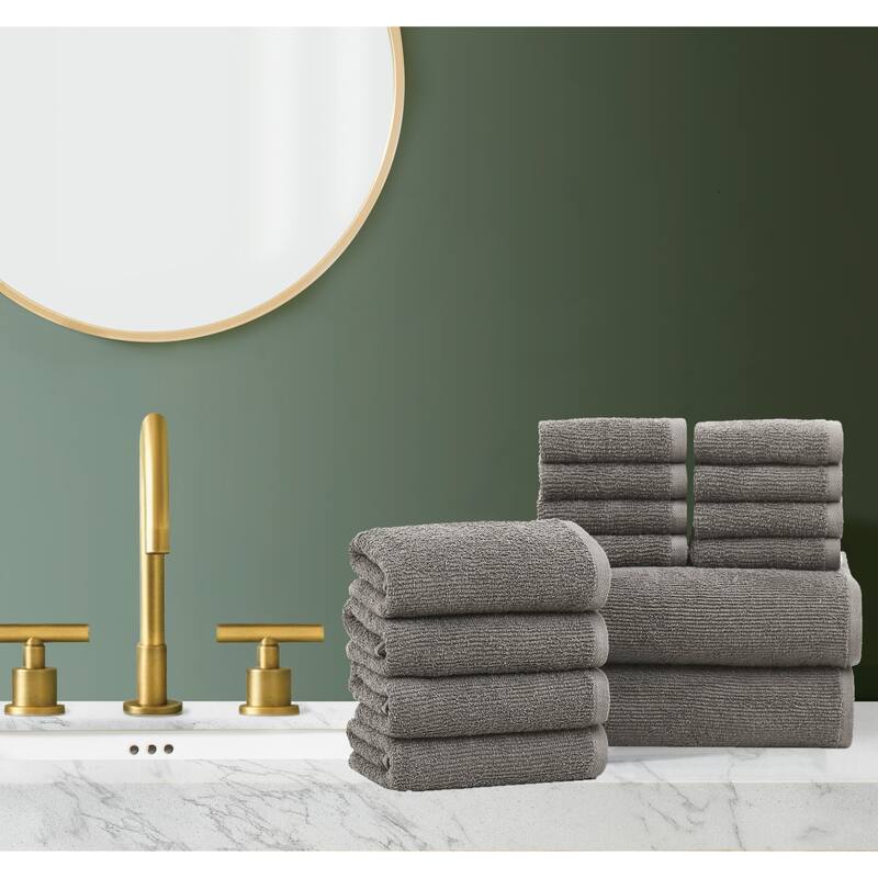 Brooklyn Loom Everyday Ribbed 14 Piece Towel Set