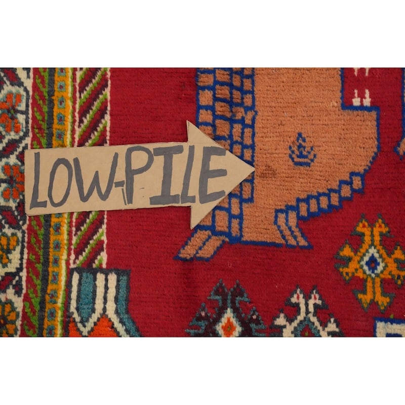 Hand Knotted Oriental 100% Wool Carpet Traditional Tribal Red Shiraz Area Rug - 7' 7'' X 4' 11''