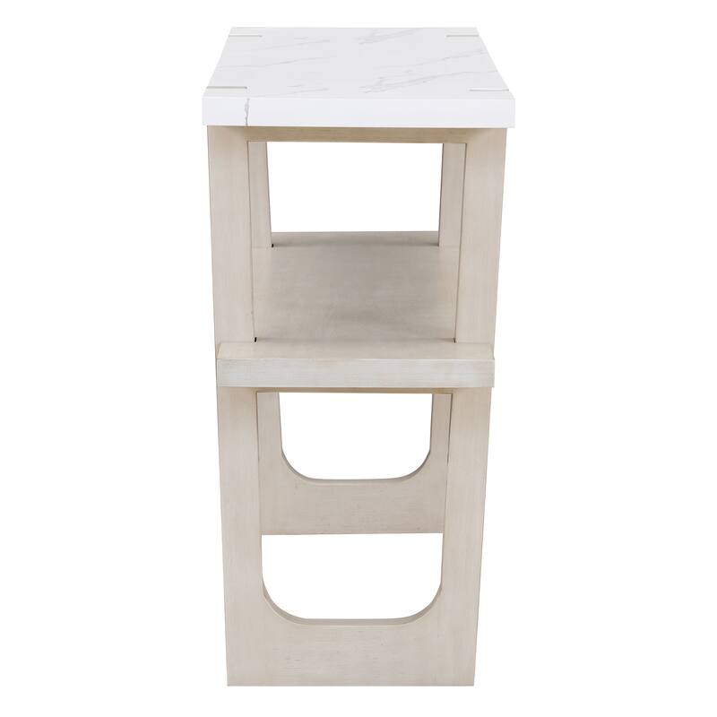 Elegant Console Table with Marble-Effect Top and Versatile Storage Solutions for Entryway and Living Room