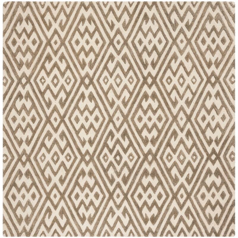 SAFAVIEH Handmade Cambridge Siri Modern Wool Rug - 6' Square - Ivory/Grey