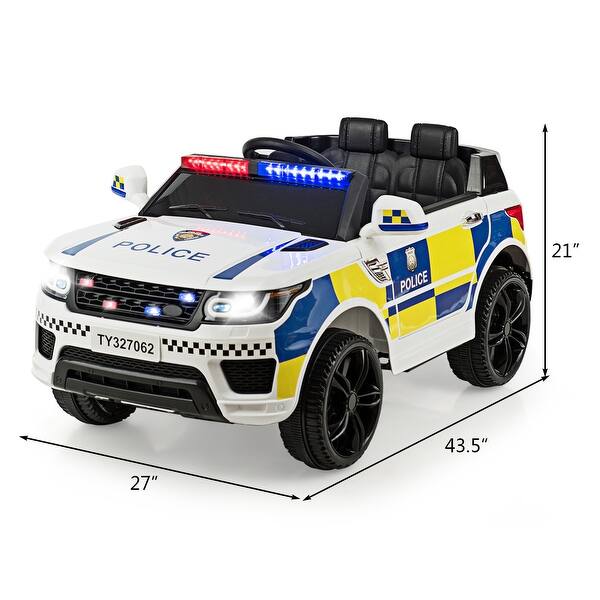 dimension image slide 2 of 3, Costway Kids 12V Electric Ride On Car Police Car with Remote Control - See details