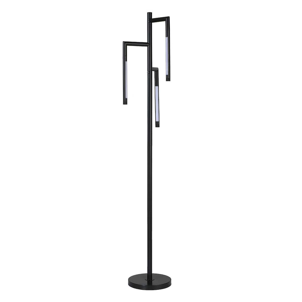 Modern Floor Lamp with Rotating LED Arms and Dimmer, 72 Inch Black
