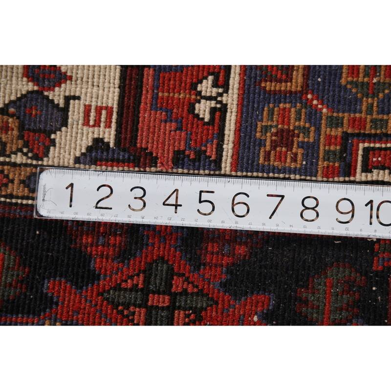 Geometric Heriz Persian Area Rug Handmade Wool Carpet - 5'0"x 6'3"