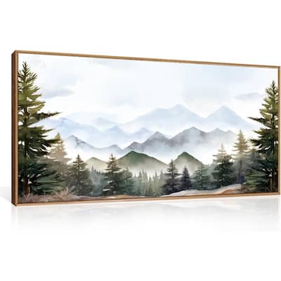 Misty Forest Wall Decor, Green Pine Tree, Nature Widerness Landscape