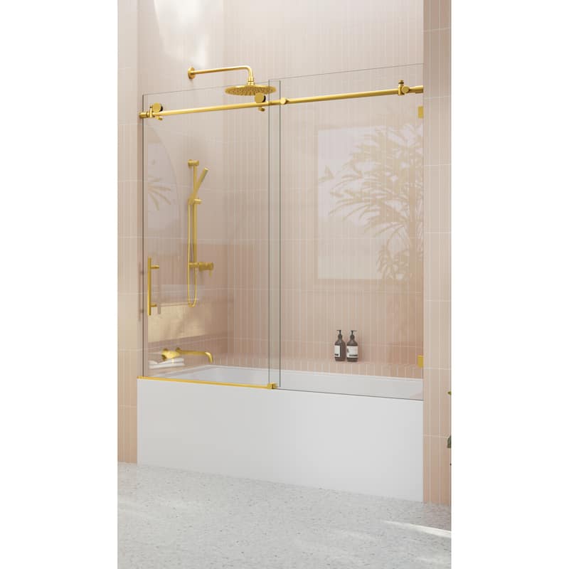 Glass Warehouse 56 in. - 60 in. x 60in. Frameless Bath Tub Sliding Shower Door