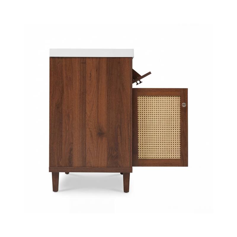 Christopher Knight Home - Bellmere 60" Modern Double Sink Bathroom Vanity with SMC Sink, Soft-Close Storage, and Wood Legs