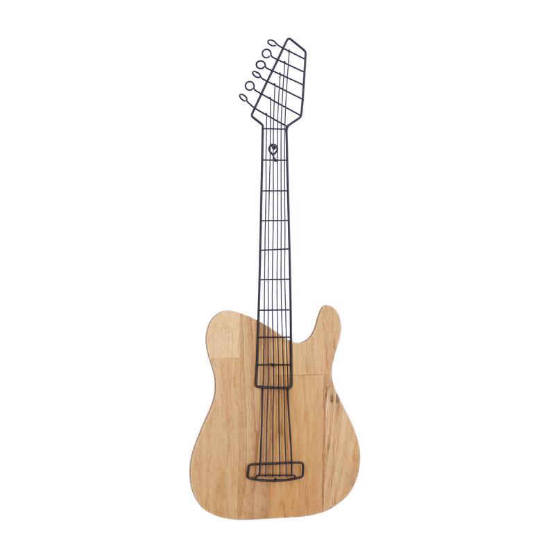 Brown Wooden Guitar Home Wall Decor