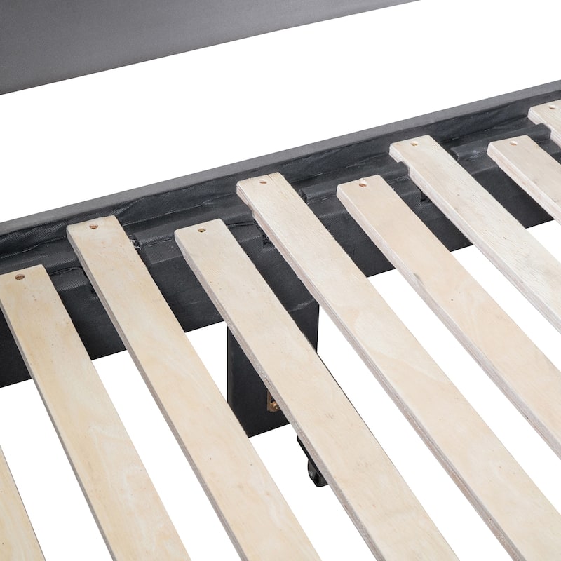 Twin Size Upholstered Daybed with Cloud-Shaped Backrest, Trundle, 2 Drawers, and USB Ports, Gray