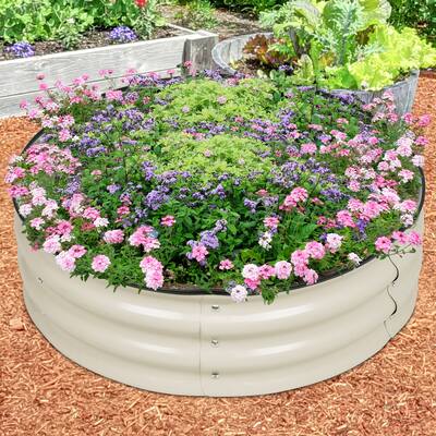 Aoodor 9.5" Tall Metal Raised Garden Bed 30" Round, Galvanized Outdoor Garden Planter Box
