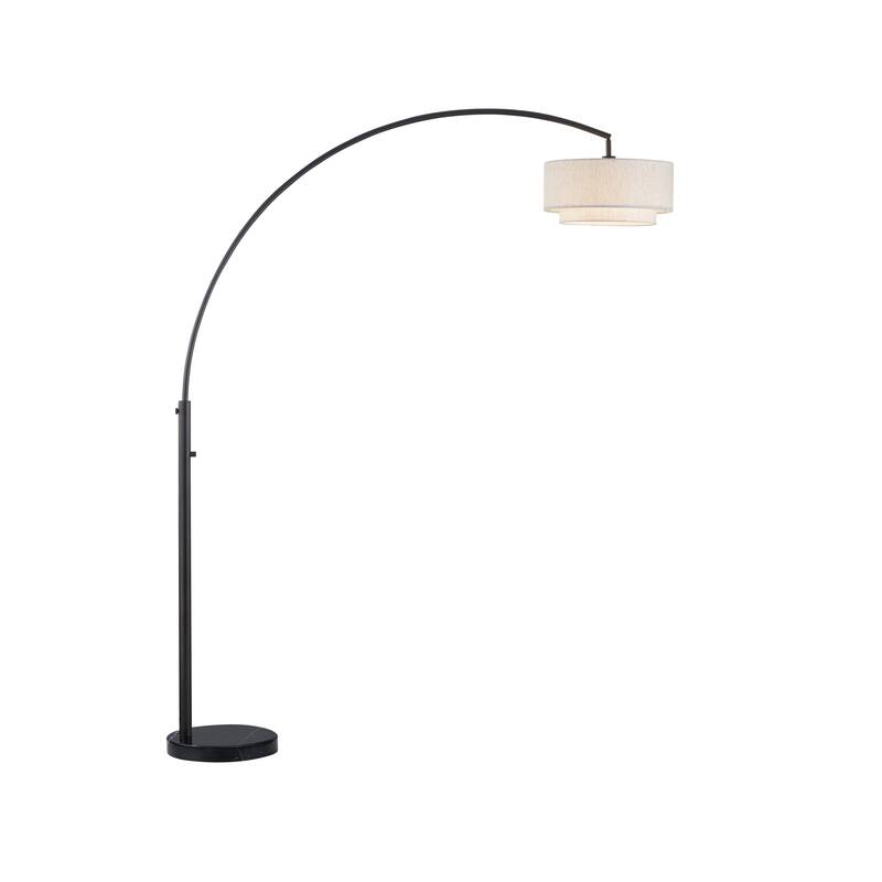 Double Shade 82" Led Arched Floor Lamp With Marble Base & Dimmer - 82