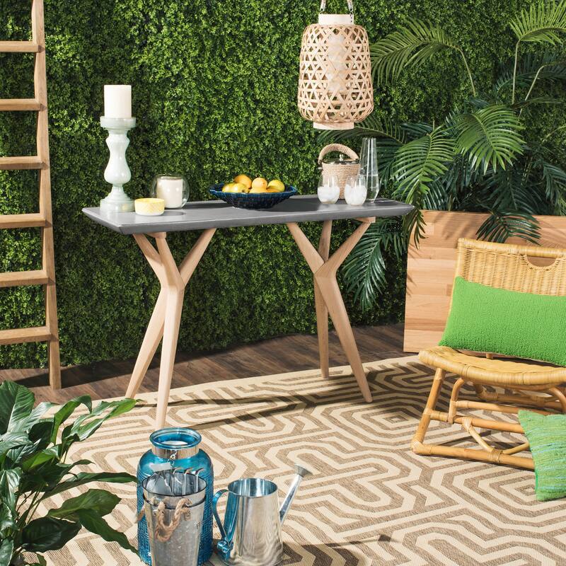 SAFAVIEH Jablenka Dark Grey Modern Concrete Indoor/ Outdoor Console - 47.2" x 15.8" x 29.9" - 47Wx16Dx30H