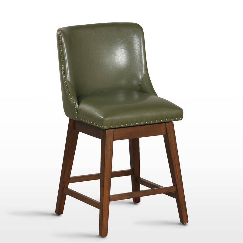 26'' Swivel Upholstered Counter Stool with Solid Wood Frame (Set of 2)
