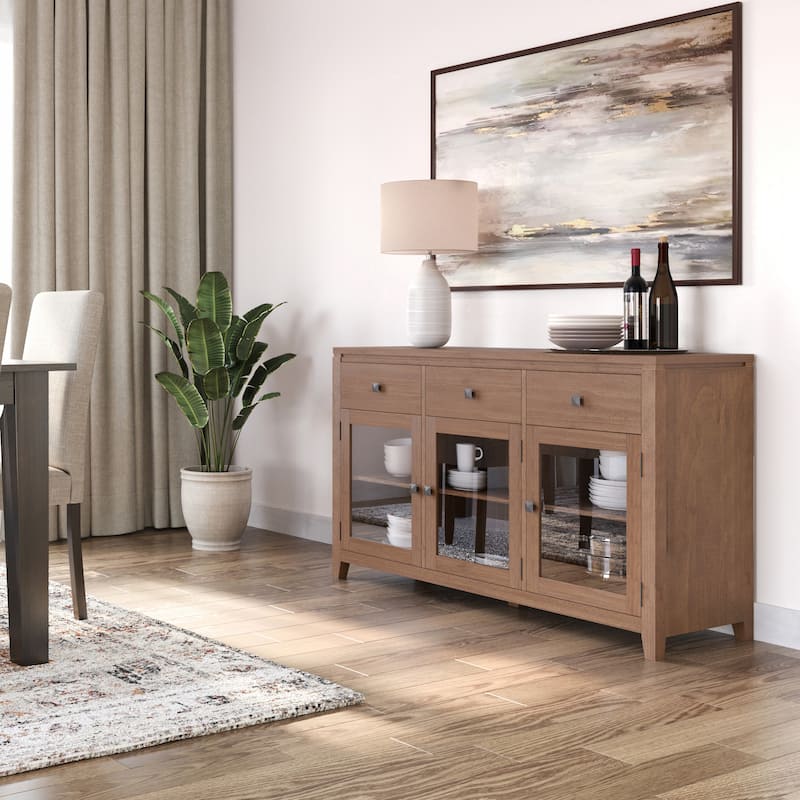 WYNDENHALL Essex SOLID WOOD 54 inch Wide Contemporary Sideboard Buffet in Mahogany - 54 inch Wide - Medium Saddle Brown