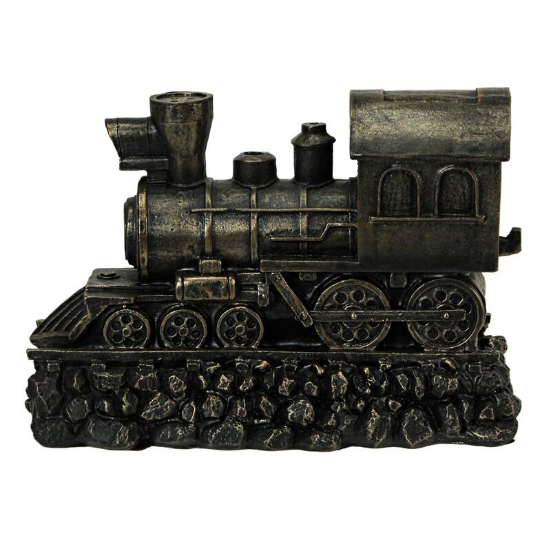 Zeckos Bronze Finish Resin Steam Locomotive Train Bookends (Set Of 2) - 6.25 X 9.25 X 4.25 inches