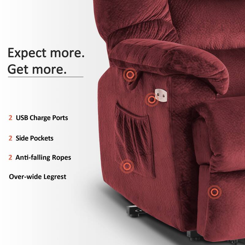MCombo Infinite Position Dual Motor Lift Chair with Power Headrest for Elderly People, Extended Footrest, Fabric