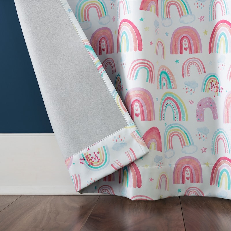 Sun Zero Rainbows Print 100% Blackout Grommet Curtain Panel, Single Panel