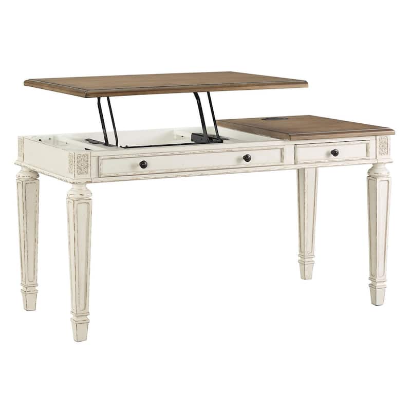 Realyn White/Brown Home Office Lift Top Desk
