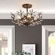 preview thumbnail 10 of 28, Flavia 4-light Crystal Beaded 9-Branch Semi-Flush Mount - 18 inches in diameter x 12 inches H Bronze