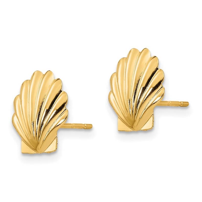 Curata 14k Yellow Gold Polished 10mm Shell Post Earrings