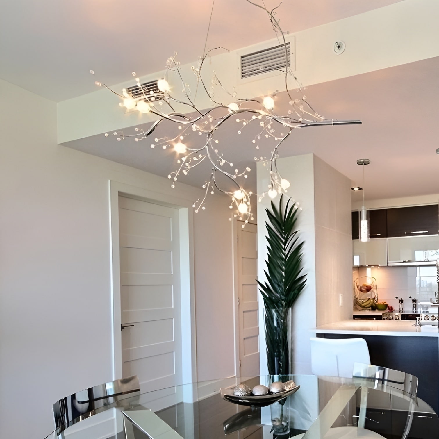 12 Light Dimmable Tree Like Branch Chandelier Roses Flowers