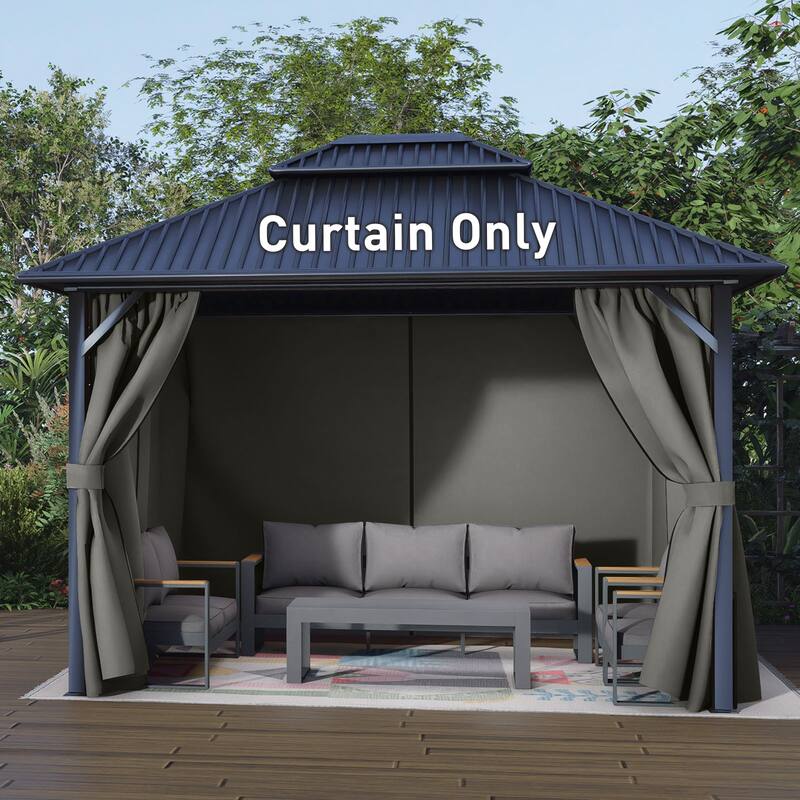 Aoodor Gazebo Curtain Replacement-Universal 4-Panel Sidewalls, Curtain Only