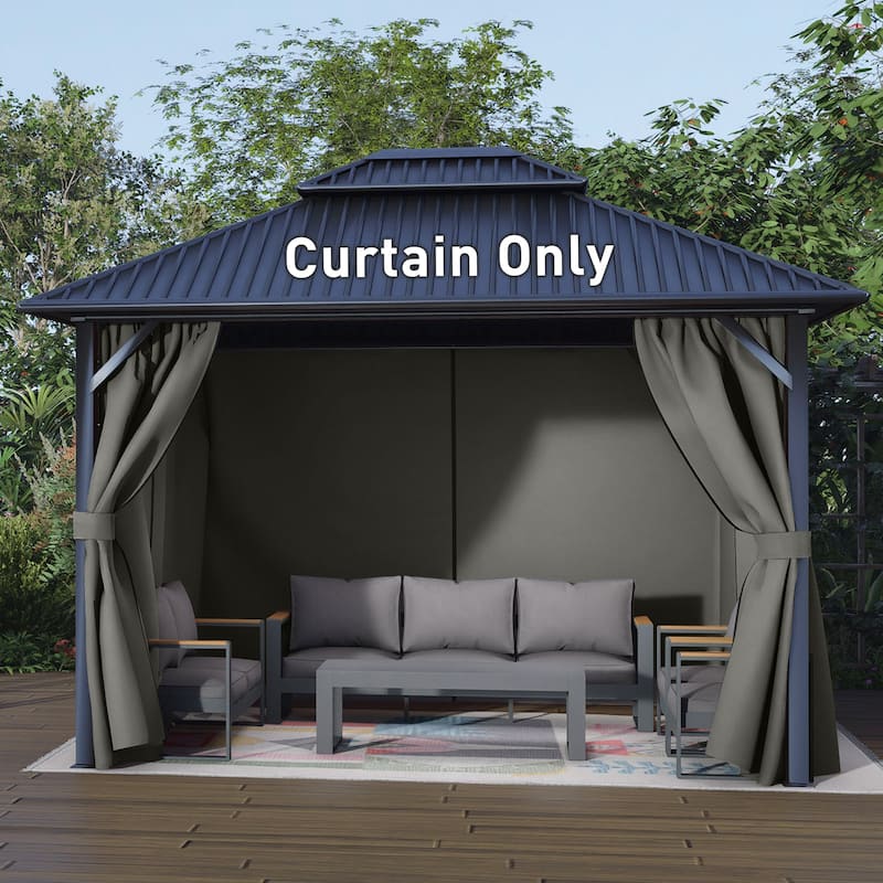 Aoodor Gazebo Curtain Replacement-Universal 4-Panel Sidewalls 10'x12', Curtain Only
