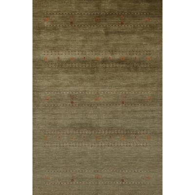 Green Gabbeh Indian Area Rug Handmade Tribal Modern Wool Carpet - 5'1" x 7'7"