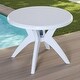 preview thumbnail 1 of 14, Outdoor Round Bistro Dining Table Table with Umbrella Hole for Bar, Garden White