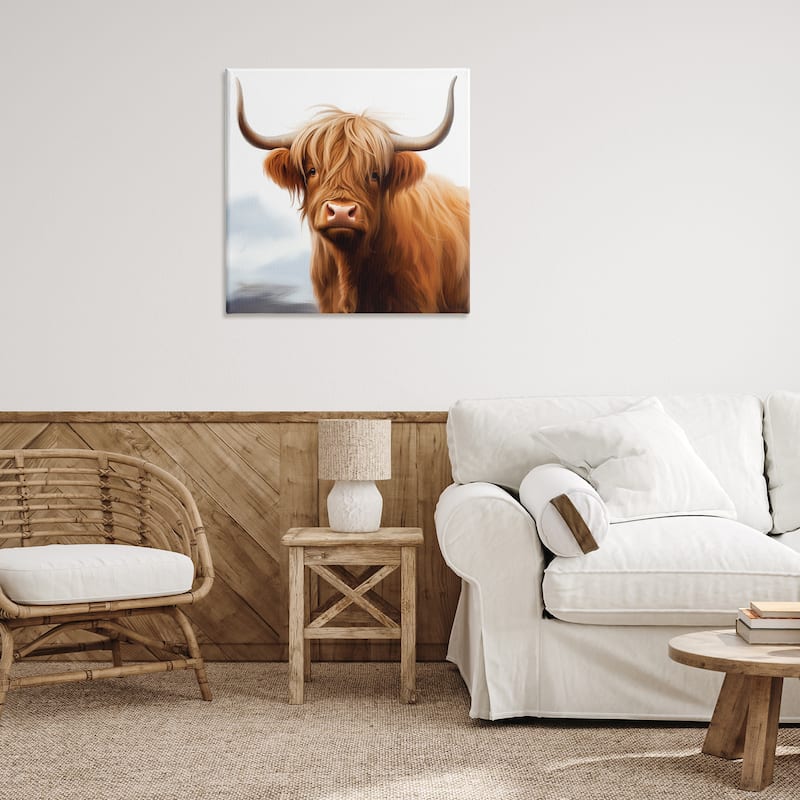 Stupell Long Horn Highland Cow Portrait Canvas Wall Art Design By Heidi Kuntz